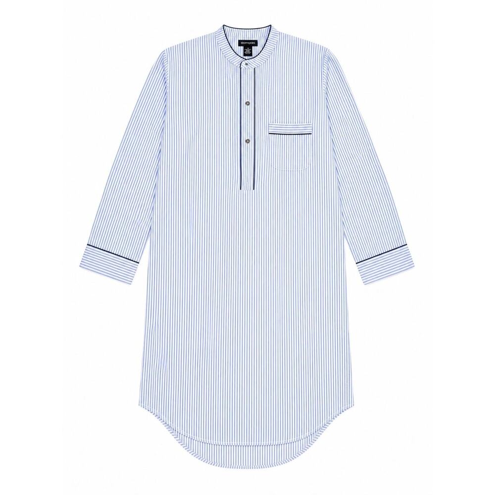 Bloomingdale's Sleepshirt Womens M Blue Striped Henley Long Sleeve Sleepwear